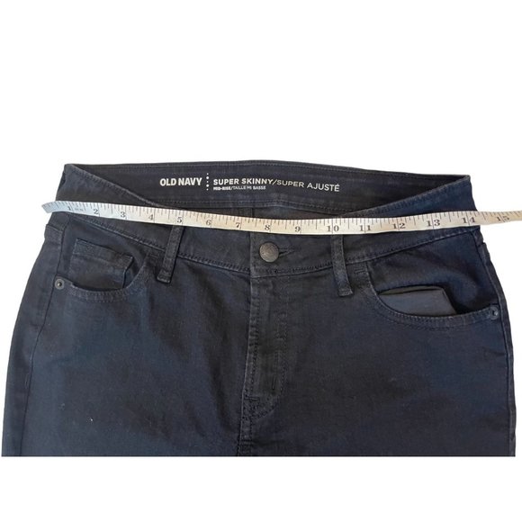 Old Navy Womens Super Skinny Jeans Denim Mid Rise Stretch 5 Pockets Black Size 4 - Picture 7 of 10